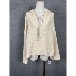 Roxy Women's XL Parchment Knit Hoodie With Kangaroo Pocket & Rope Tie NWT's